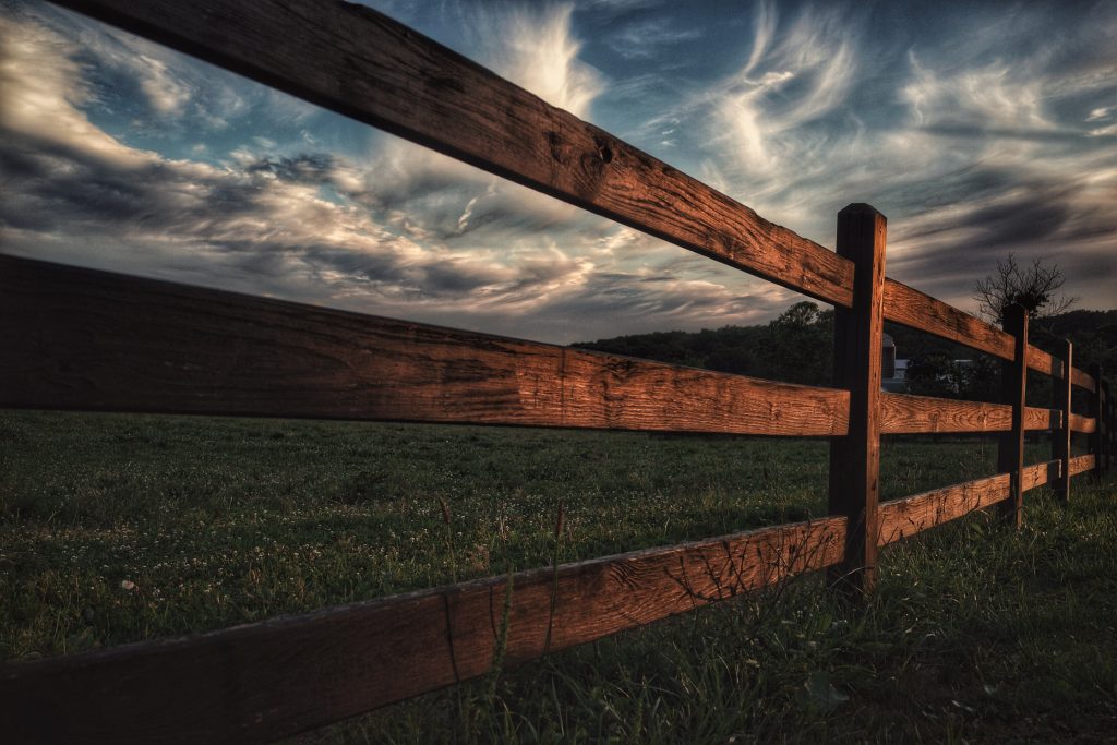 Wood fence in the country